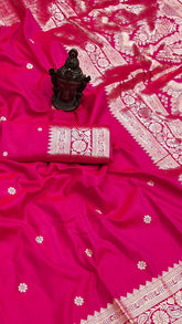 Ruby Pink Banarasi Soft Silk Sarees