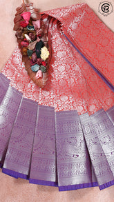 Rusty Orange and Purple Kanchipuram Silk Saree