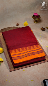 Maroon & Yellow Handloom Narayanpet Silk Cotton Saree