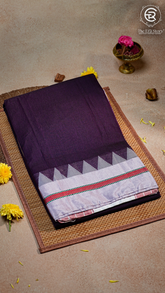 Burgundy Lavender & Red Handloom Narayanpet Silk Cotton Saree