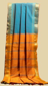 Fern Green and Orange with Contrast Color Pallu Silk Cotton Saree