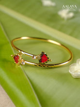 Aalaya Ruby Petal Open Cuff Bangle Bracelet