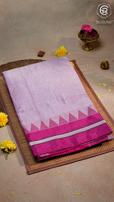 Lavender Pink and Silver Handloom Narayanpet Silk Cotton Saree