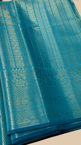 Aqua Blue Tissue Silk Saree