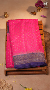 Pink & Purple Pink Pure Crepe Chiffon Banarasi Silk Saree