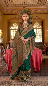 Green Contemporary Banarasi Crepe Silk Saree