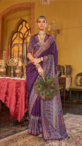 Purple Contemporary Banarasi Crepe Silk Saree