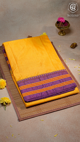Yellow & Violet Handloom Narayanpet Silk Cotton Saree