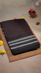 Brown & Silver Handloom Narayanpet Silk Cotton Saree