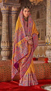 Yellow Contemporary Banarasi Crepe Silk Saree