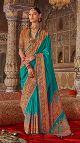 Forest Green Butta Contemporary Banarasi Crepe Silk Saree