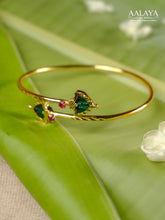 Aalaya Emerald Petal Open Cuff Bangle Bracelet