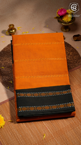 Yellow & Black Handloom Sungadi Pure Cotton Saree