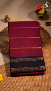 Maroon & Black Handloom Sungadi Pure Cotton Saree