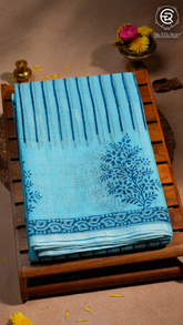 Blue Kota Doria Summer Cotton Saree