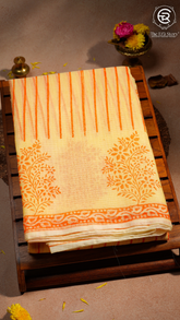 Yellow & Orange Kota Doria Summer Cotton Saree