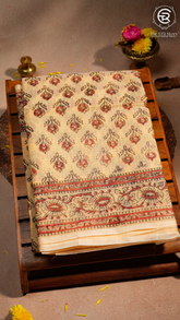 Yellow & Maroon Floral Kota Doria Summer Cotton Saree
