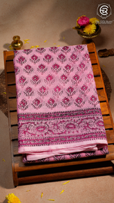 Pink Maroon Floral Kota Doria Summer Cotton Saree