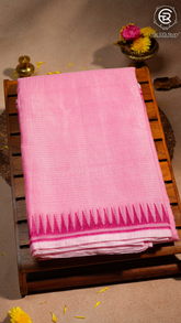 Pink Temple Kota Doria Summer Cotton Saree