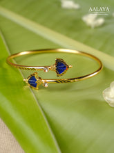 Aalaya Sapphire Petal Open Cuff Bangle Bracelet
