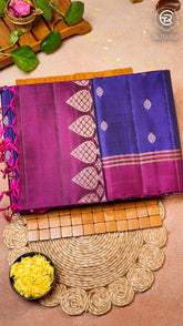 Royal Blue and Purple Handloom Pure Kanchipuram Silk Saree (Silk Mark Certified)