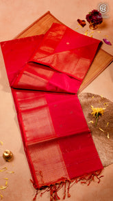 Pink Floral Butta Zari Handloom Pure Maheshwari Silk Saree