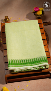 Pista Green Temple Kota Doria Summer Cotton Saree
