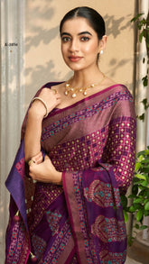 Purple Contemporary Banarasi Crepe Silk Saree
