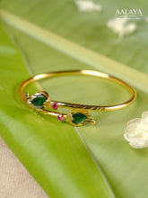 Aalaya Emerald Teardrop Open Cuff Bangle Bracelet