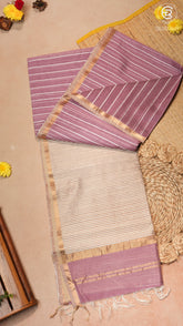 Mauve & Beige Handloom Pure Maheshwari Silk Saree
