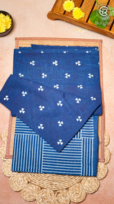 Blue & White Floral Handblocked Cotton Salwar Set