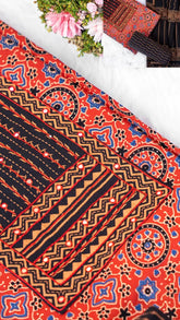 Maroon and Black Ajrakh Cotton Salwar Set