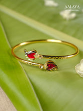 Aalaya Ruby Teardrop Open Cuff Bangle Bracelet