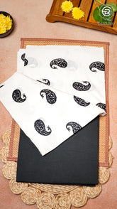White and Black Mango Patterned Handblocked Cotton Salwar Set