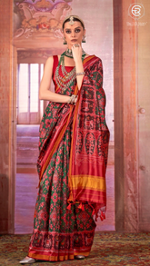 Green & Red Traditional Patola Saree
