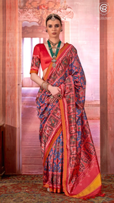 Blue & Red Traditional Patola Saree