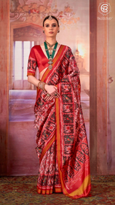 Pink & Red Traditional Patola Saree