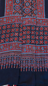 Charcoal Black Modal Silk Ajrakh Dupatta