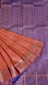 Red, Orange & Blue Kanchipuram Silk Saree