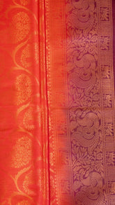 Rusty Orange & Sangria Maroon Kanchipuram Soft Silk Saree