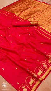 Red Gold Silver Kanchi Soft Silk Saree