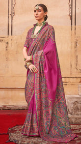 Pink Contemporary Border Banarasi Crepe Silk Saree ERA02PNK