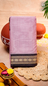Lavender & Black Star Floral Border Handloom Narayanpet Cotton Saree