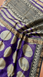 Blue & White Moon Handblocked Pure Maheshwari Cotton Sarees