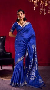 Blue Temple Tree Tussar Silk Saree