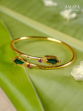 Aalaya Emerald Prism Open Cuff Bangle Bracelet