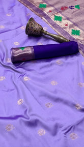 Purple Single Muniya Floral Paithani Soft Silk Sarees