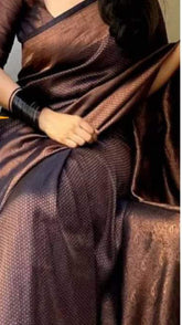 Black and Copper Semi Kanchi Soft Silk Saree