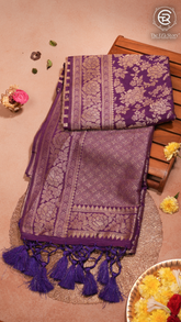 Purple Khadi Georgette Banarasi Saree