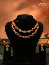 Aalaya Navaratna Double Layer Necklace Set
